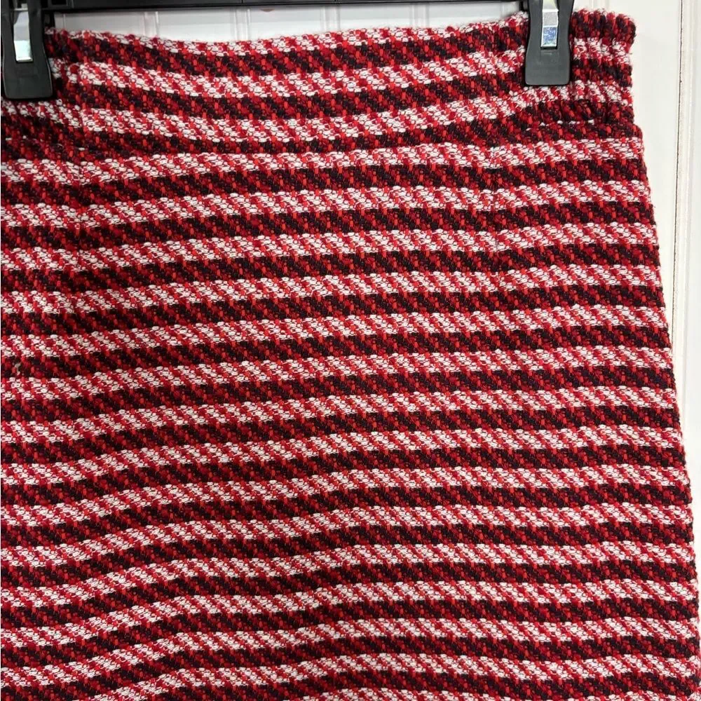 Maje Asymmetrical tweed academia mini Skirt in Red and Pink